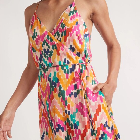 NWT Marine Layer 100% Lyocell Archive Emma Wrap Dress Bright Watercolor XS - Picture 8 of 11